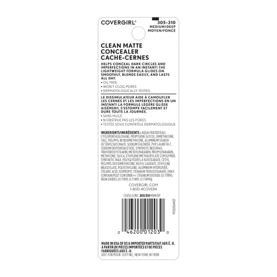 COVERGIRL Clean Matte Oil-Free Concealer - 310 Medium/Deep-046200012030-LR-273189-5-LR eShop