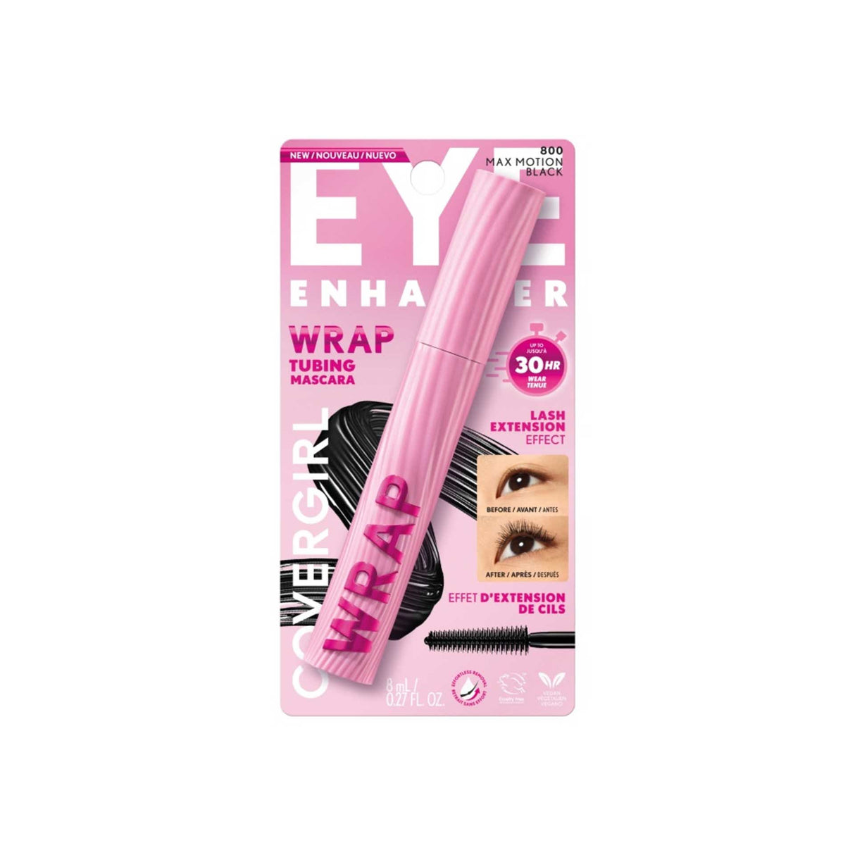 COVERGIRL Eye Enhancer Wrap Tubing Mascara - 800 Max Motion Black, 0.27 fl oz-3616306375765-LR-360036-2-LR eShop