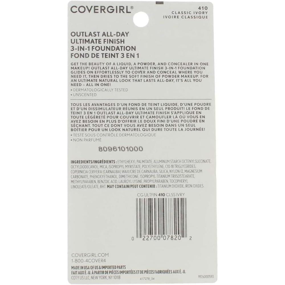 COVERGIRL Outlast All-Day Ultimate Finish 3-in-1 Foundation - 410 Classic Ivory-022700078202-LR-120414-3-LR eShop