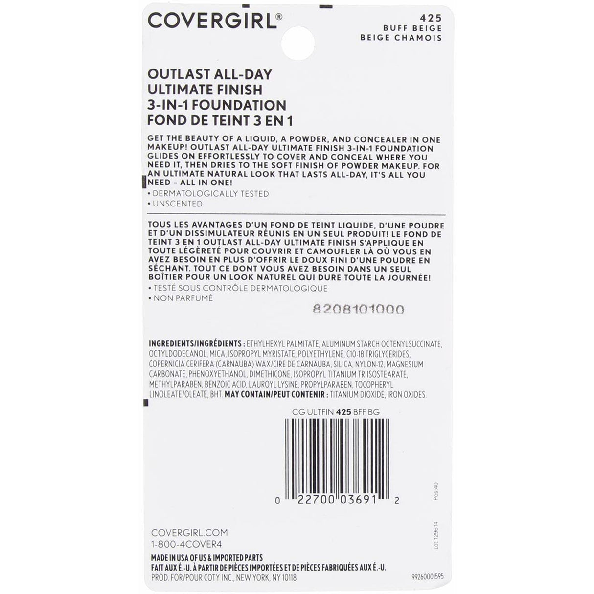 COVERGIRL Outlast All-Day Ultimate Finish 3-in-1 Foundation - 425 Buff Beige-022700036912-LR-120213-4-LR eShop
