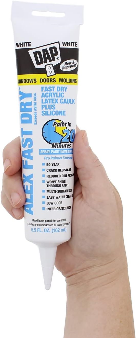 DAP Alex Fast Dry Acrylic Latex Plus Silicone Caulk - White, 5.5 oz-070798114258-LR-357309-4-LR eShop
