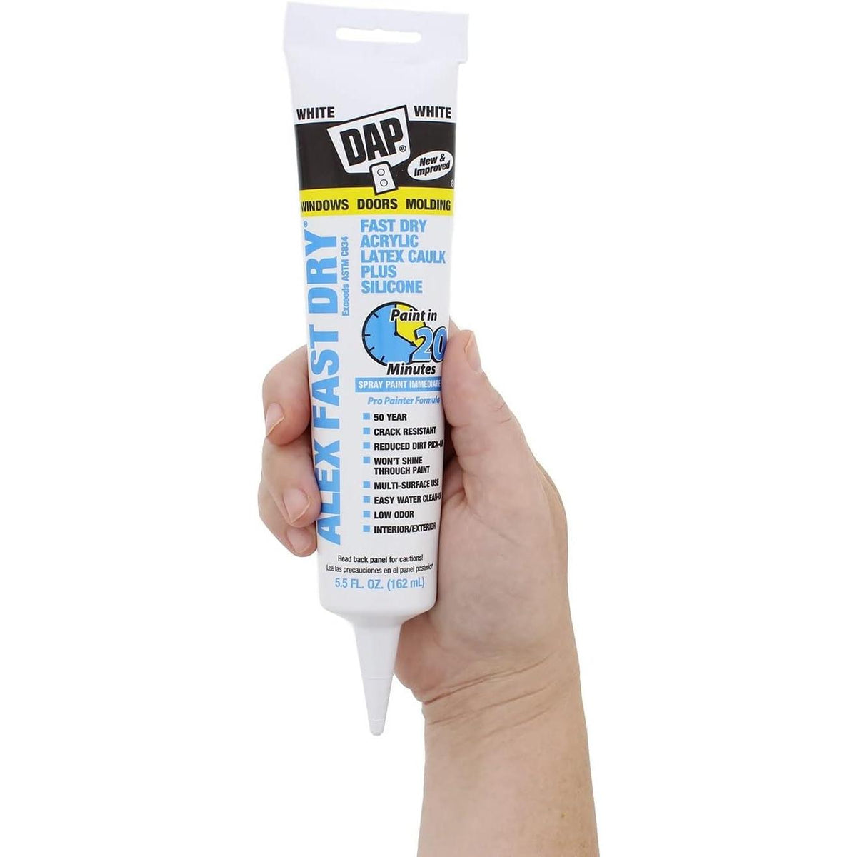 DAP Alex Fast Dry Acrylic Latex Plus Silicone Caulk - White, 5.5 oz-070798114258-LR-357309-4-LR eShop