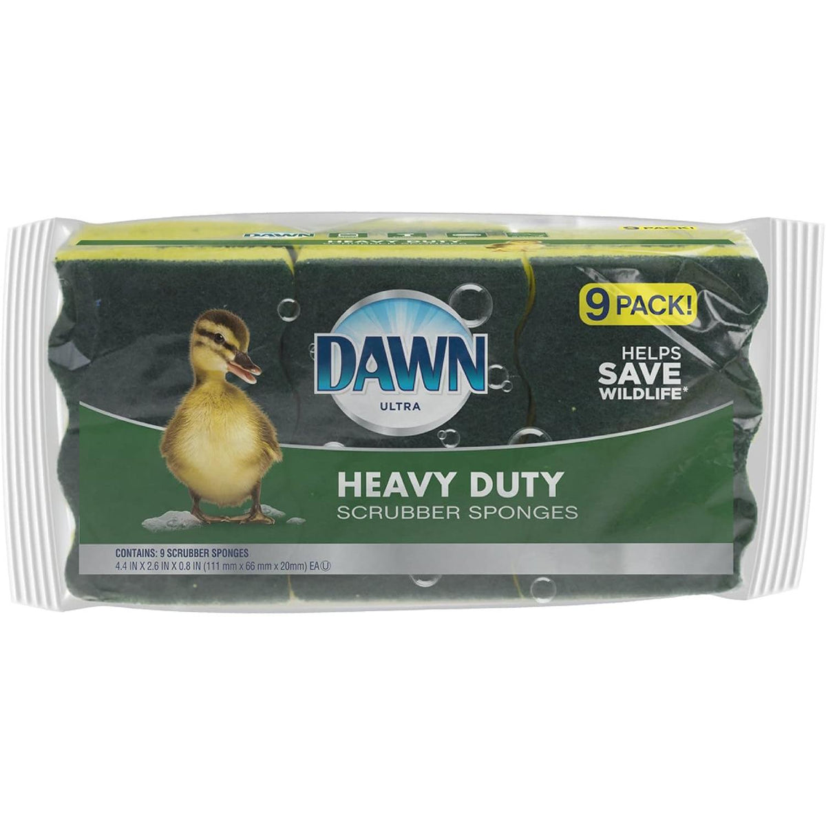 Dawn Heavy Duty Kitchen Dish Sponges, Green/Yellow (Pack of 9)-011171380617-LR-357414-1-LR eShop