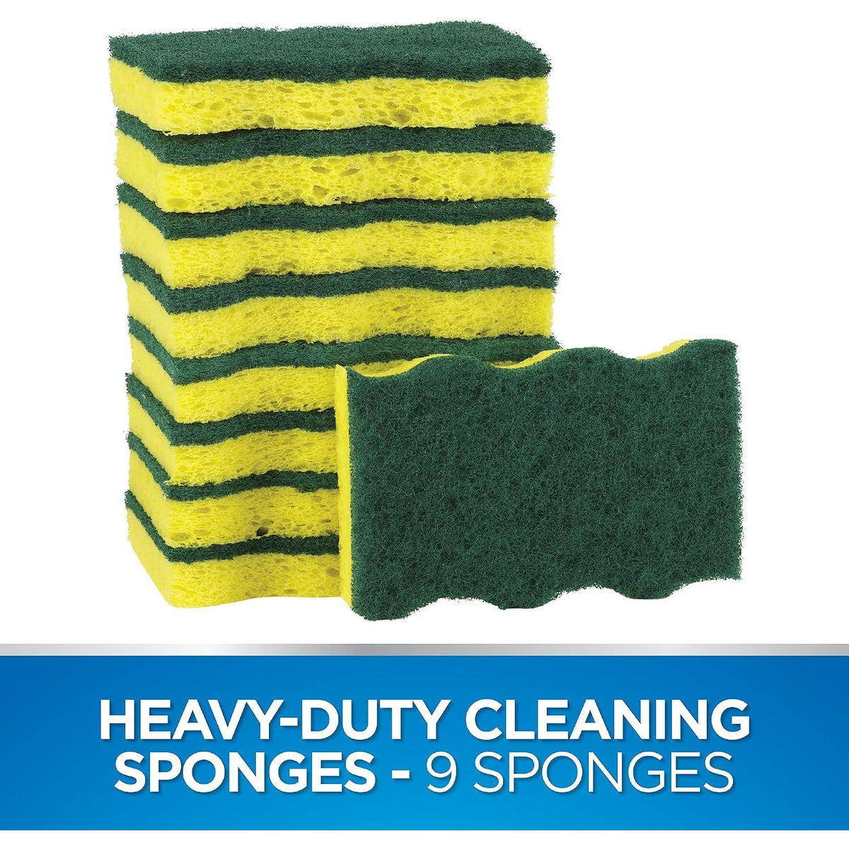 Dawn Heavy Duty Kitchen Dish Sponges, Green/Yellow (Pack of 9)-011171380617-LR-357414-2-LR eShop