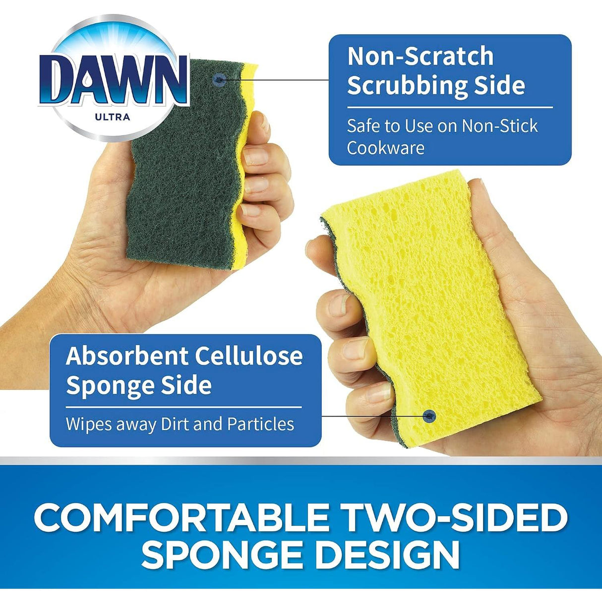Dawn Heavy Duty Kitchen Dish Sponges, Green/Yellow (Pack of 9)-011171380617-LR-357414-5-LR eShop