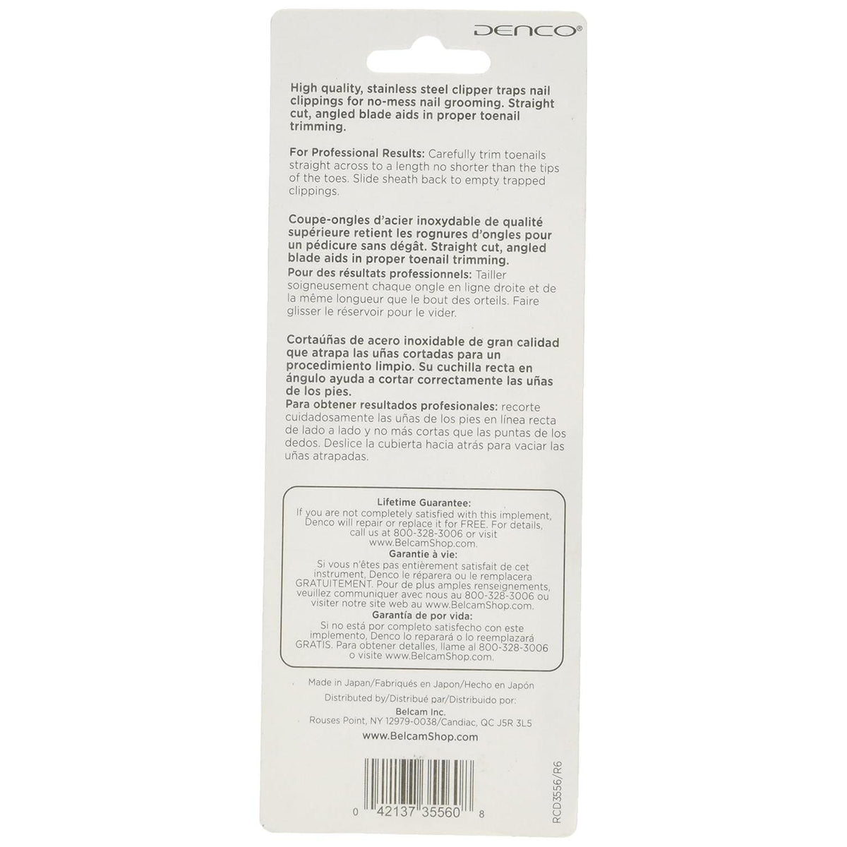 Denco Stainless Steel Straight Cut Toenail Clipper - Assorted Colors-042137355608-LR-363081-2-LR eShop