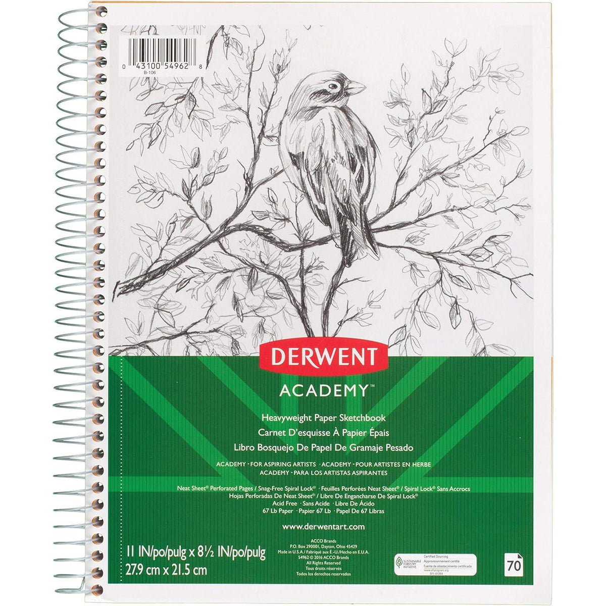 DERWENT Academy Heavyweight Sketchbook, 11" x 8.5"-043100549628-LR-330649-1-LR eShop