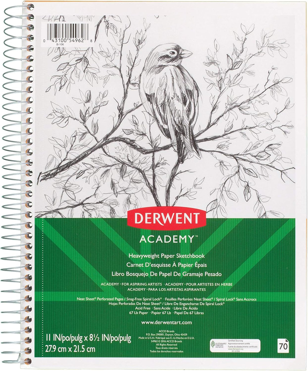 DERWENT Academy Heavyweight Sketchbook, 11" x 8.5"-043100549628-LR-330649-1-LR eShop