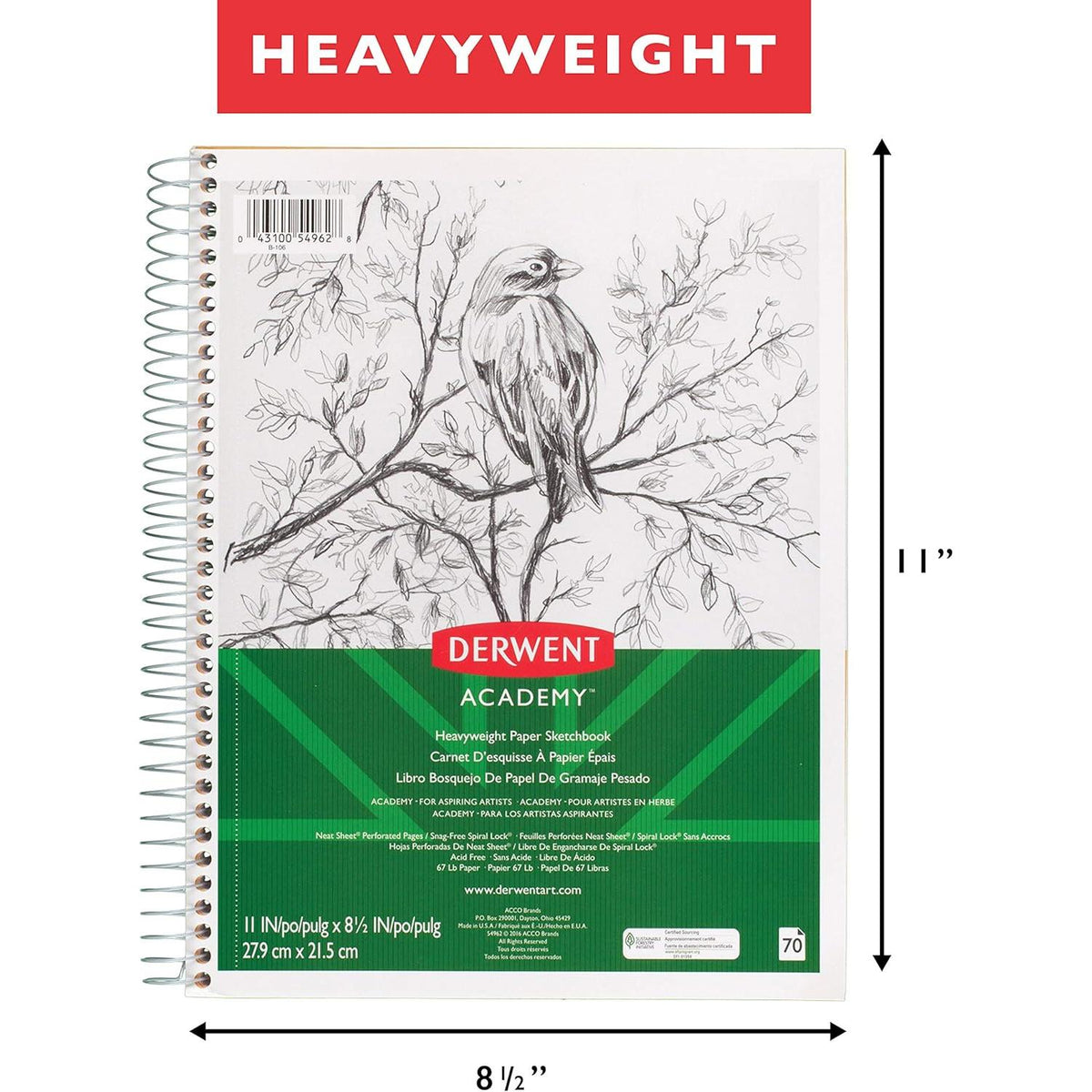 DERWENT Academy Heavyweight Sketchbook, 11" x 8.5"-043100549628-LR-330649-3-LR eShop