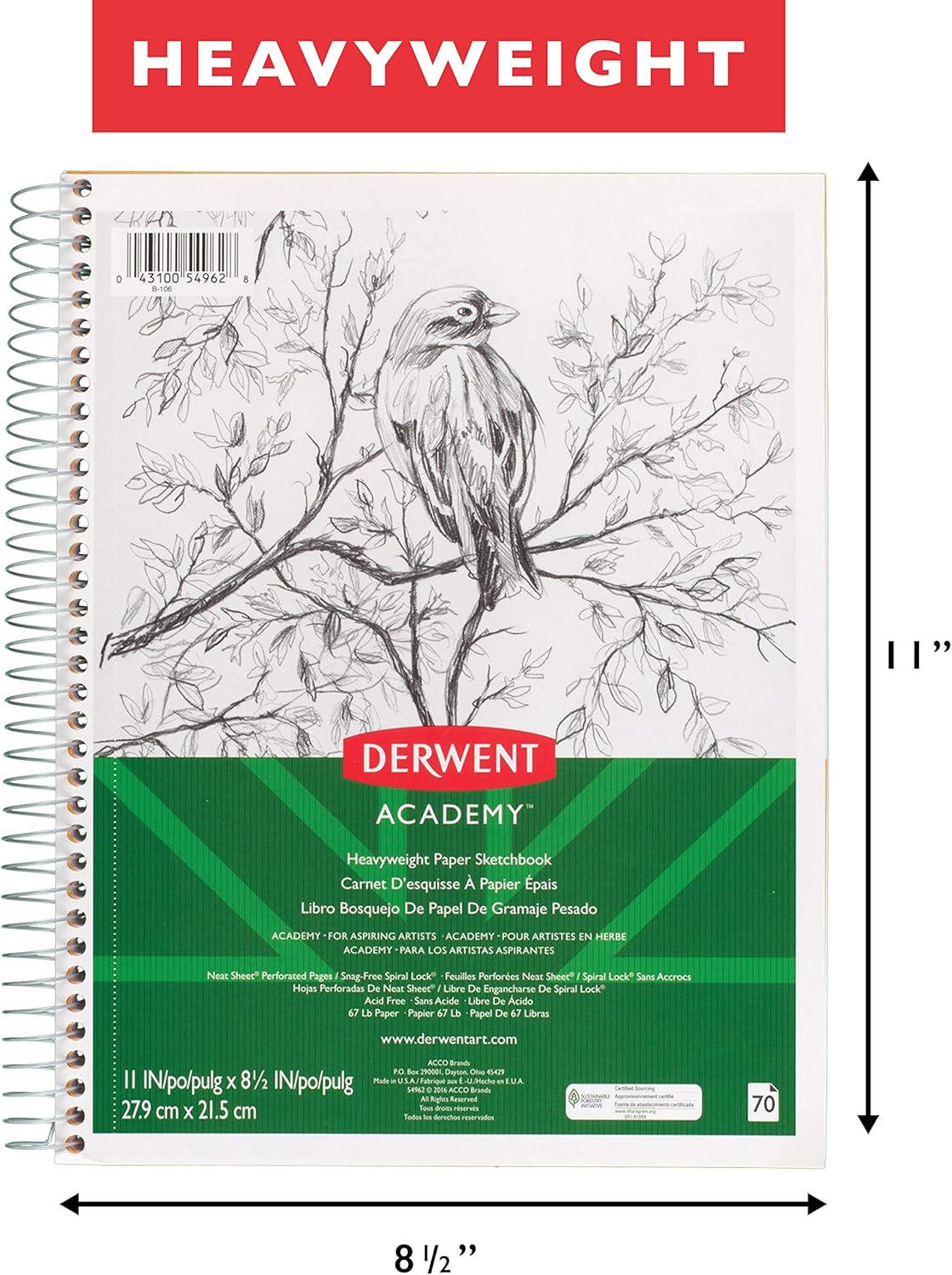 DERWENT Academy Heavyweight Sketchbook, 11" x 8.5"-043100549628-LR-330649-3-LR eShop