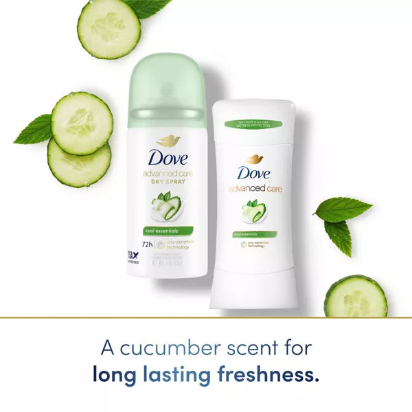 Dove Beauty Advanced Care Cool Essentials Antiperspirant & Deodorant Dry Spray, 1 oz-079400455376-LR-351334-5-LR eShop