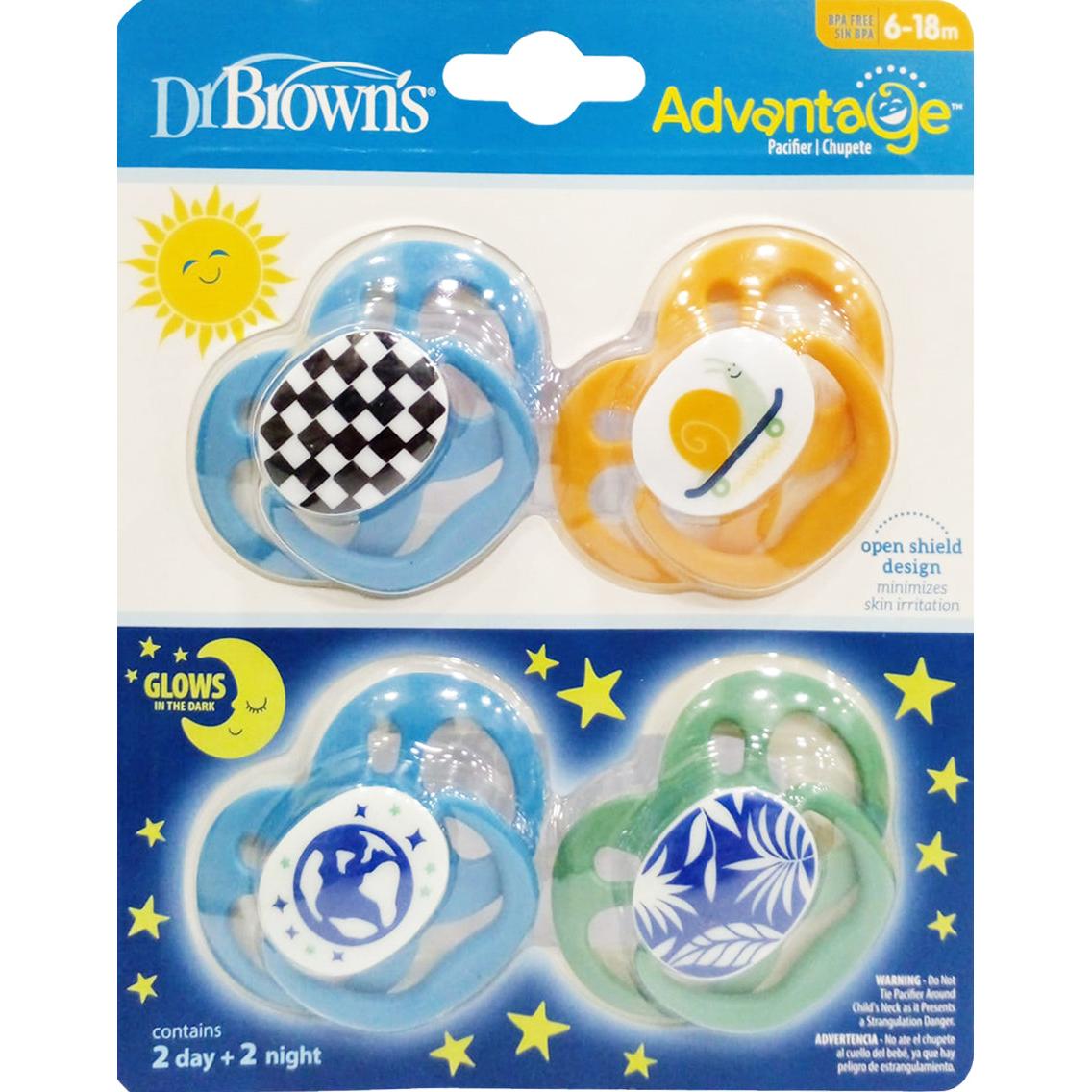 Dr Brown's Advantage Day and Night Stage 2 Pacifier, 4 pack-072239328712-LR-357200-1-LR eShop