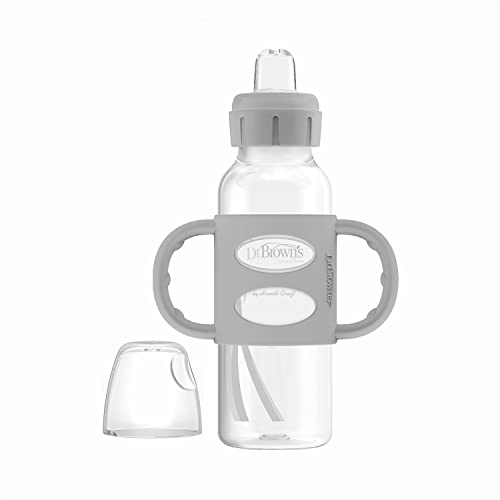 Dr Brown's Milestones Narrow Sippy Bottle with Silicone Handles & Soft Spout - Gray, 8 oz-072239325452-LR-346599-2-LR eShop