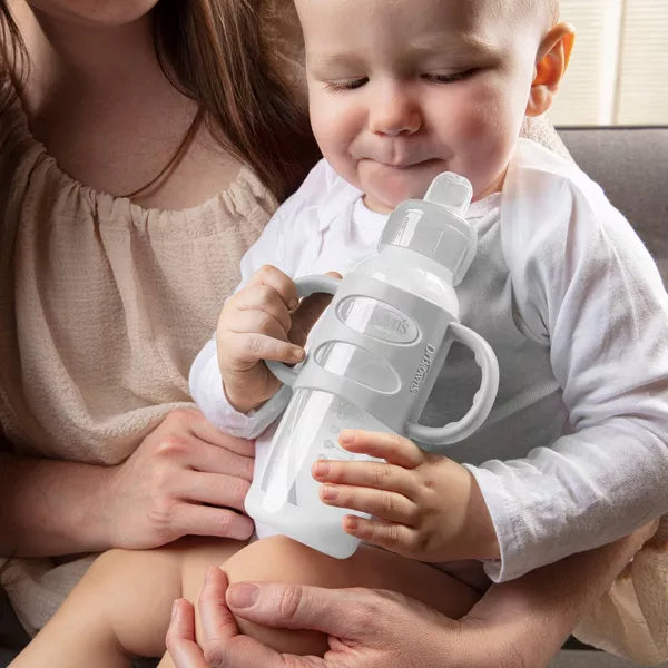 Dr Brown's Milestones Narrow Sippy Bottle with Silicone Handles & Soft Spout - Gray, 8 oz-072239325452-LR-346599-5-LR eShop