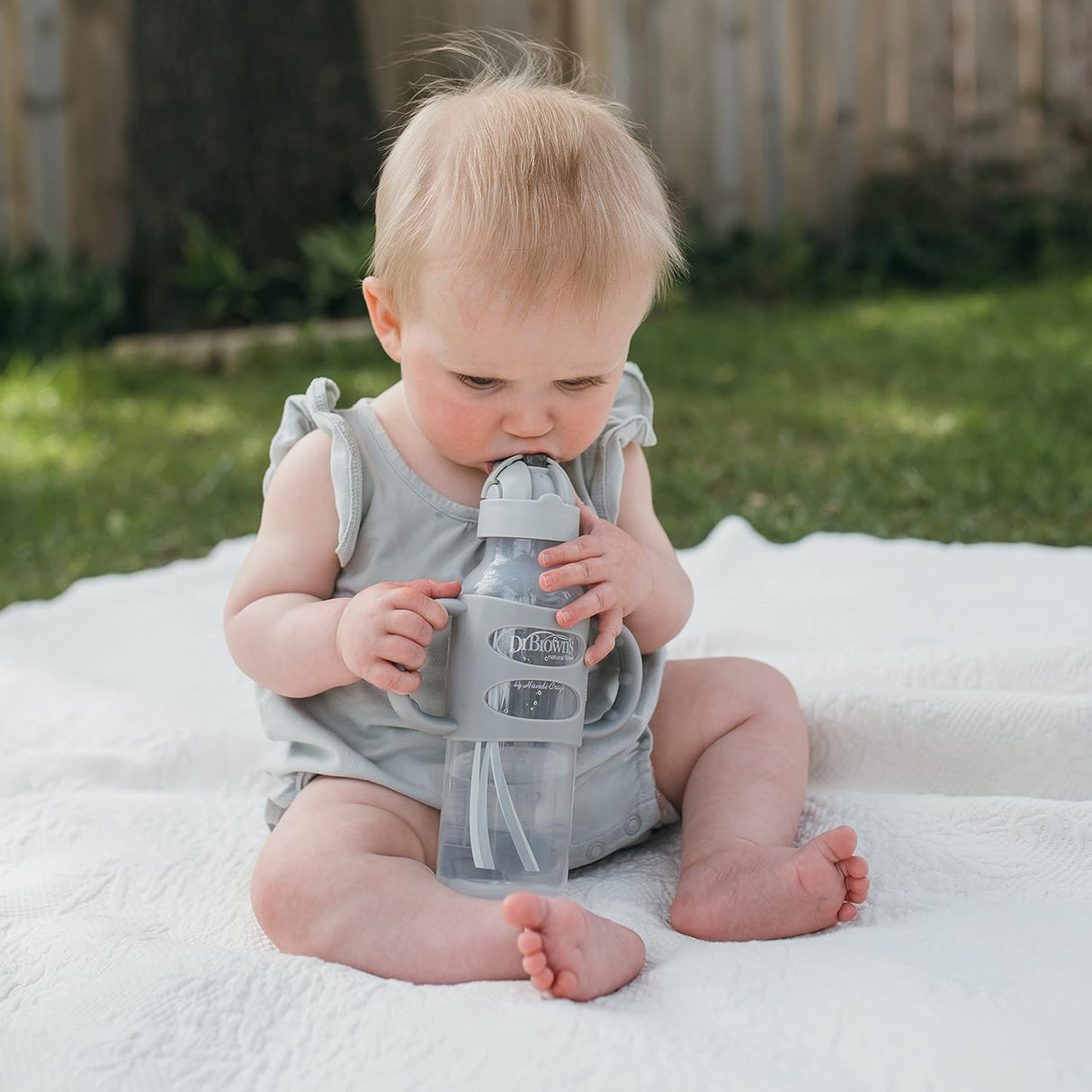 Dr Brown's Milestones Narrow Sippy Straw Bottle - Gray, 8 oz-072239324615-LR-346598-5-LR eShop