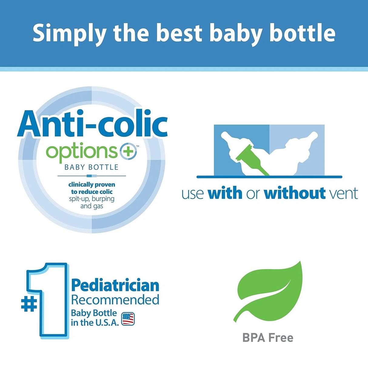 Dr Brown’s Natural Flow Anti-Colic Options Plus Narrow Baby Bottle, 8 oz - Clear, 2 count-072239306932-LR-346582-6-LR eShop