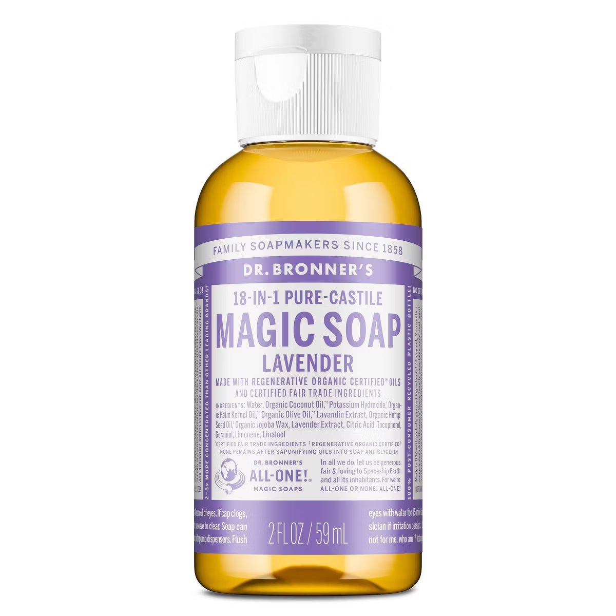DR. BRONNER'S Magic Pure Castile Liquid Soap - Lavender, 2 oz-018787774021-LR-310920-1-LR eShop