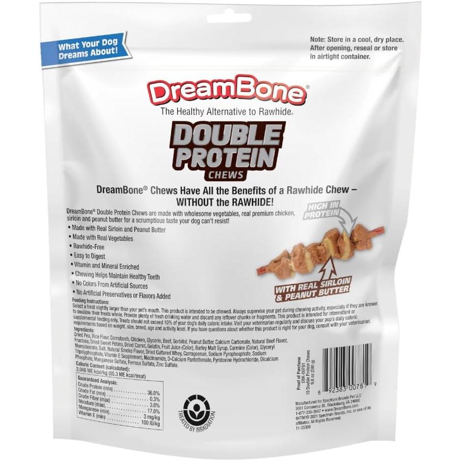 DreamBone Double Protein Chicken, Sirloin & Peanut Butter Dog Chews, 10 count-892383007819-LR-348547-2-LR eShop