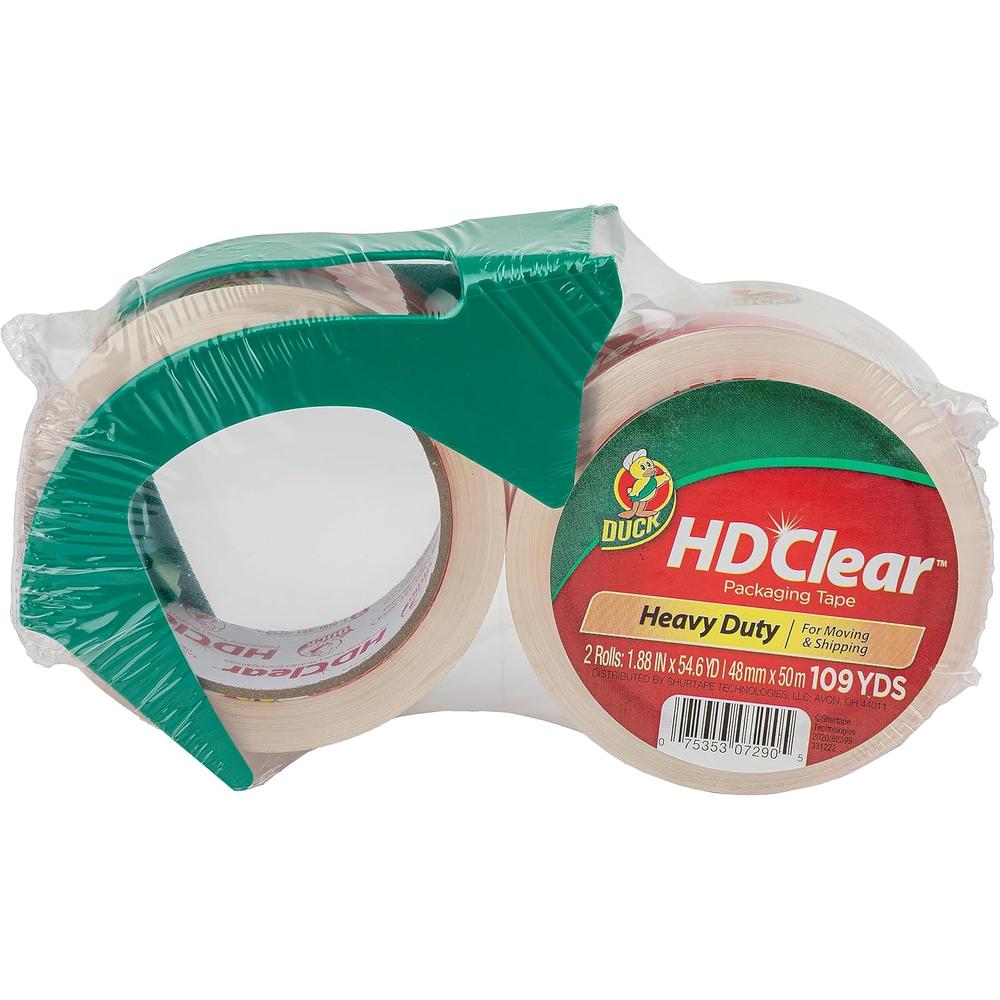 DUCK HD Clear Heavy Duty Packing Tape with Dispenser - 1.88" x 54.6 yds, 2 Rolls-075353072905-LR-322560-1-LR eShop