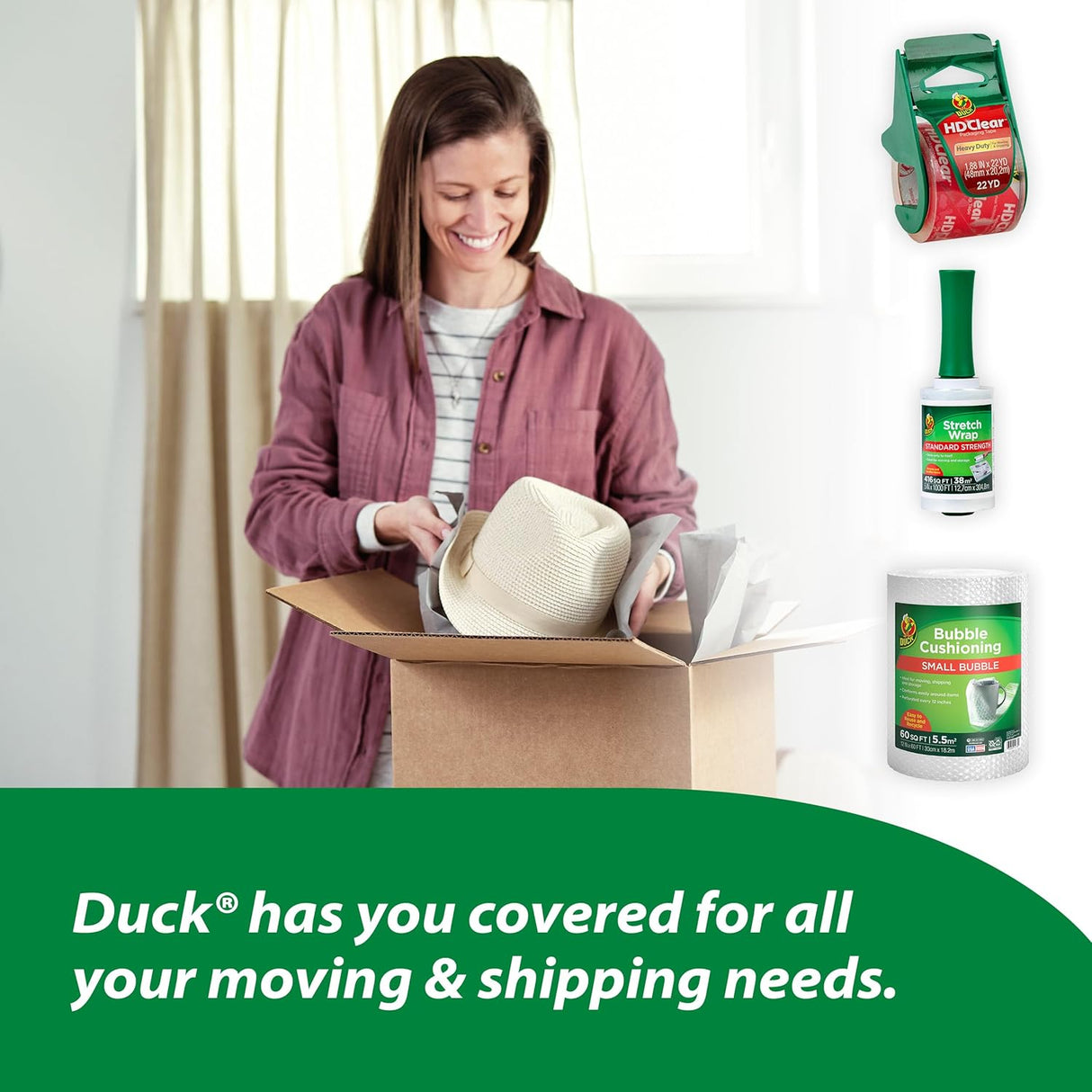 DUCK HD Clear Heavy Duty Packing Tape with Dispenser - 1.88" x 54.6 yds, 2 Rolls-075353072905-LR-322560-8-LR eShop