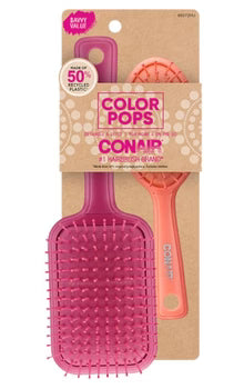 CONAIR Color Pops Detangle & Style Brush Set - Pink & Orange, 2 count