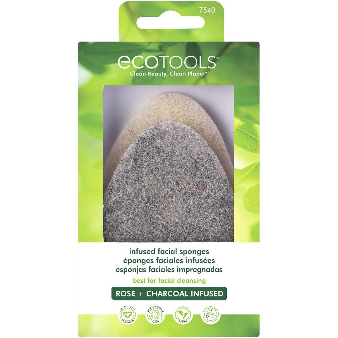 EcoTools Infused Facial Sponges - Rose Petal Bamboo Charcoal, 3 count-079625075403-LR-337687-1-LR eShop