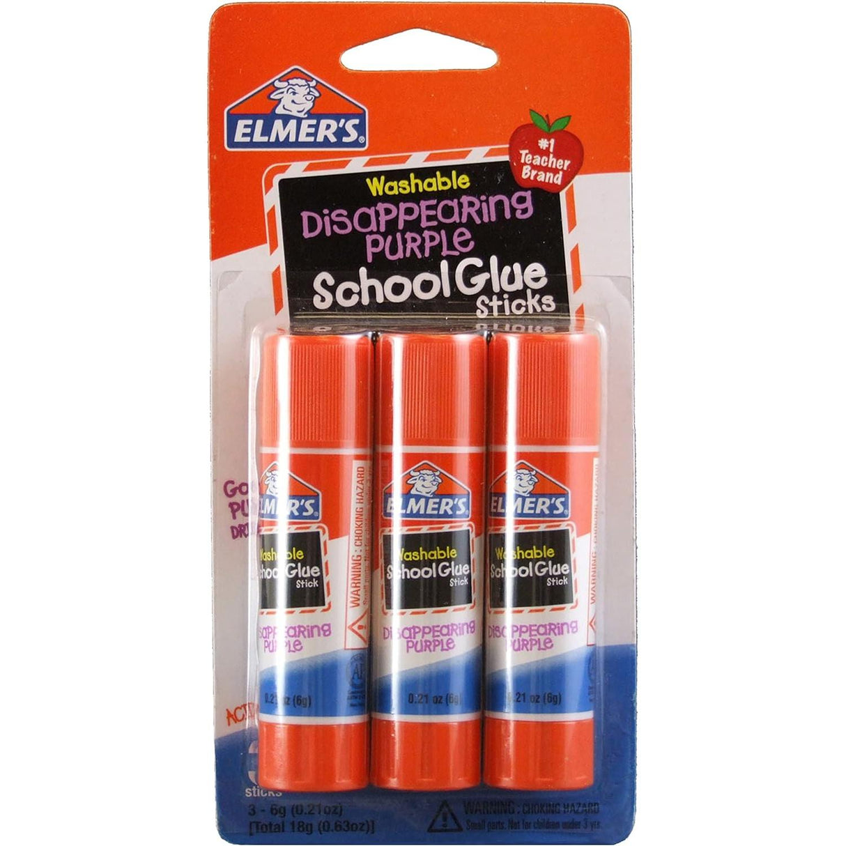 Elmer's Washable Dissappearing Purple School Glue Sticks - 3 Pack-026000005203-LR-202293-1-LR eShop