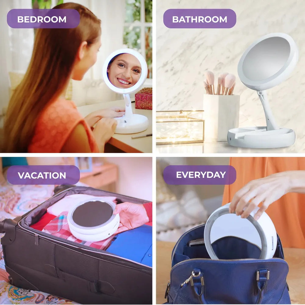 EMSON My Foldaway Mirror LED Lighted, Double-Sided Vanity Mirror-080313017131-LR-320718-7-LR eShop