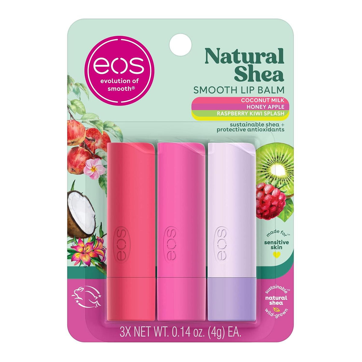 eos Natural Shea Lip Balm - Honey Apple, Coconut Milk & Raspberry Kiwi Splash, 3 count-840044711612-LR-359722-1-LR eShop