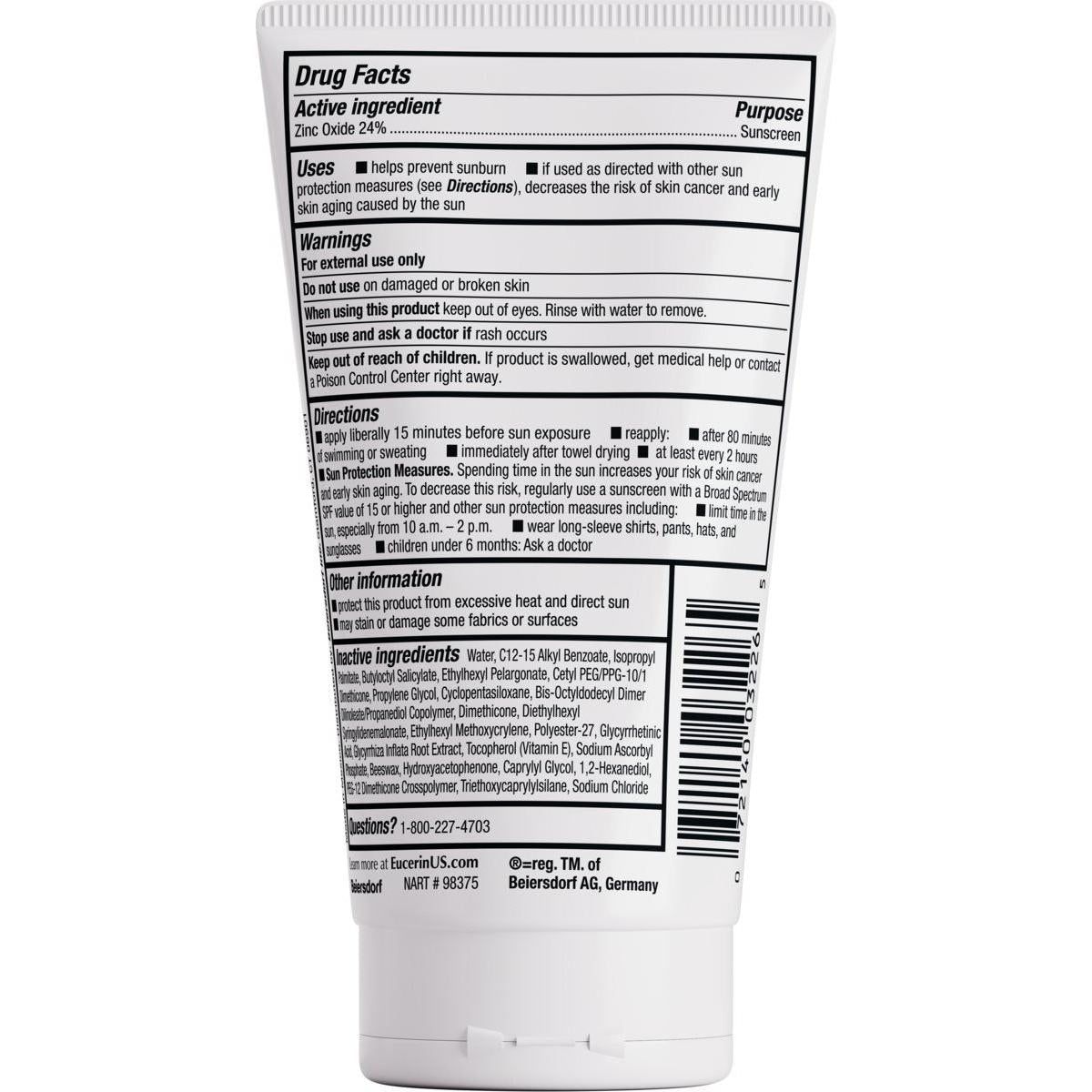 Eucerin Sun Sensitive Mineral Sunscreen Lotion SPF 50, 4 Fl Oz Tube-072140032265-LR-363500-2-LR eShop
