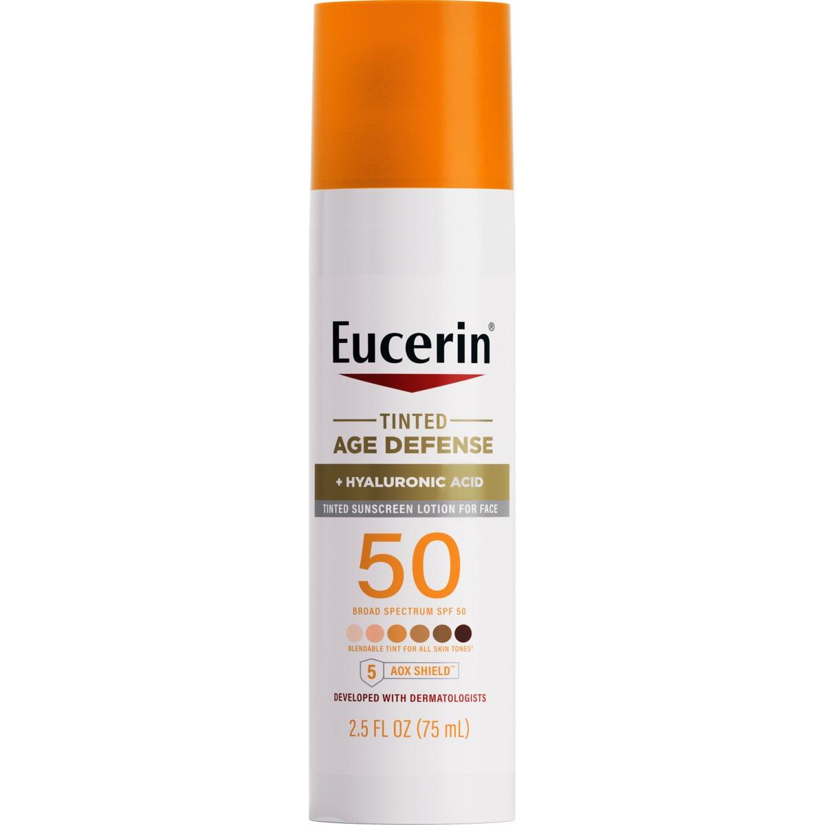 Eucerin Sun Tinted Age Defense SPF 50 Face Sunscreen Lotion with Hyaluronic Acid, 2.5 Fl Oz Bottle-072140038144-LR-363518-1-LR eShop