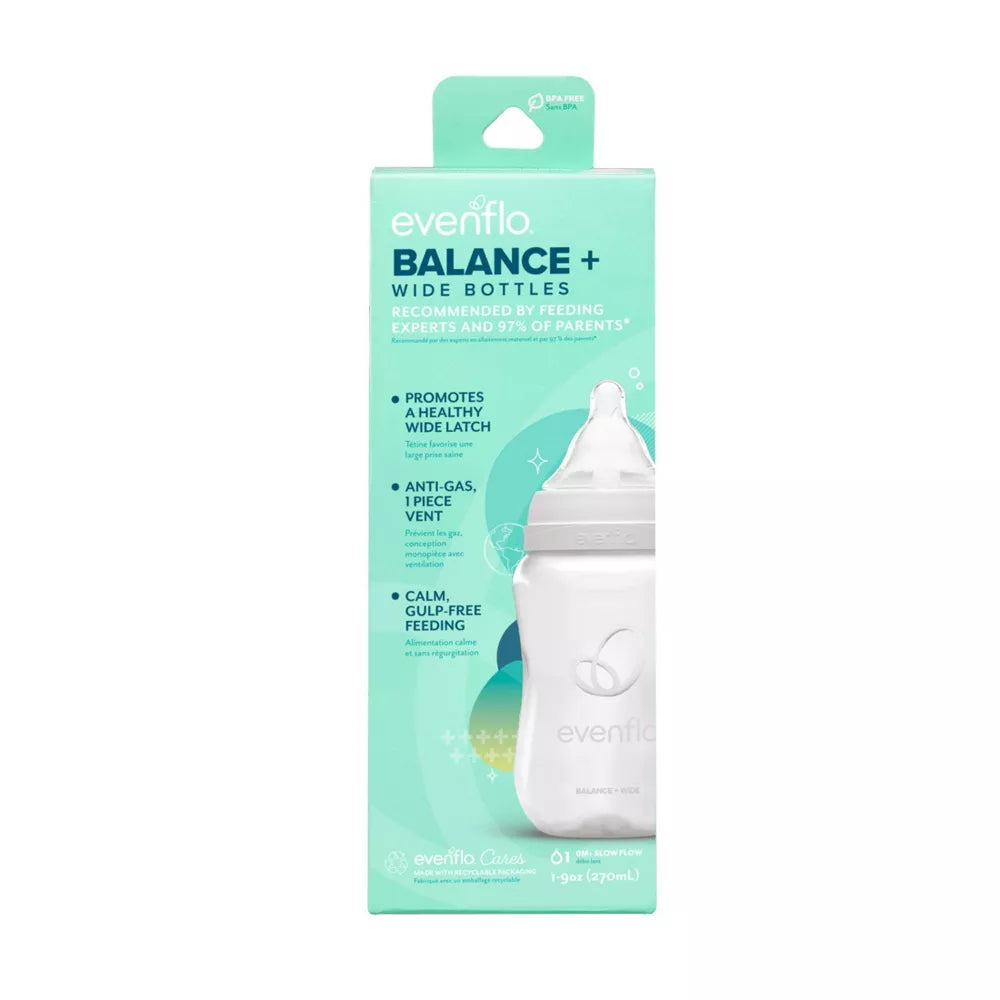 evenflo Balance Wide-Neck Anti-Colic Silicone Baby Bottle - Level 1, 9 oz-849409002280-LR-339120-1-LR eShop