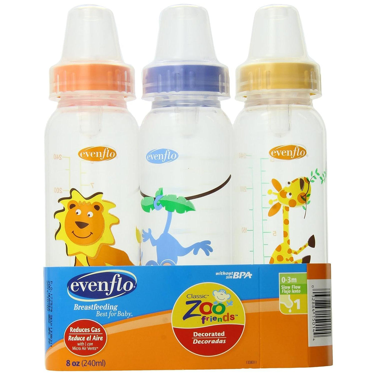 evenflo Classic Zoo Friends Standard Bottles - 8 oz, 3 count-032884150144-LR-241622-1-LR eShop