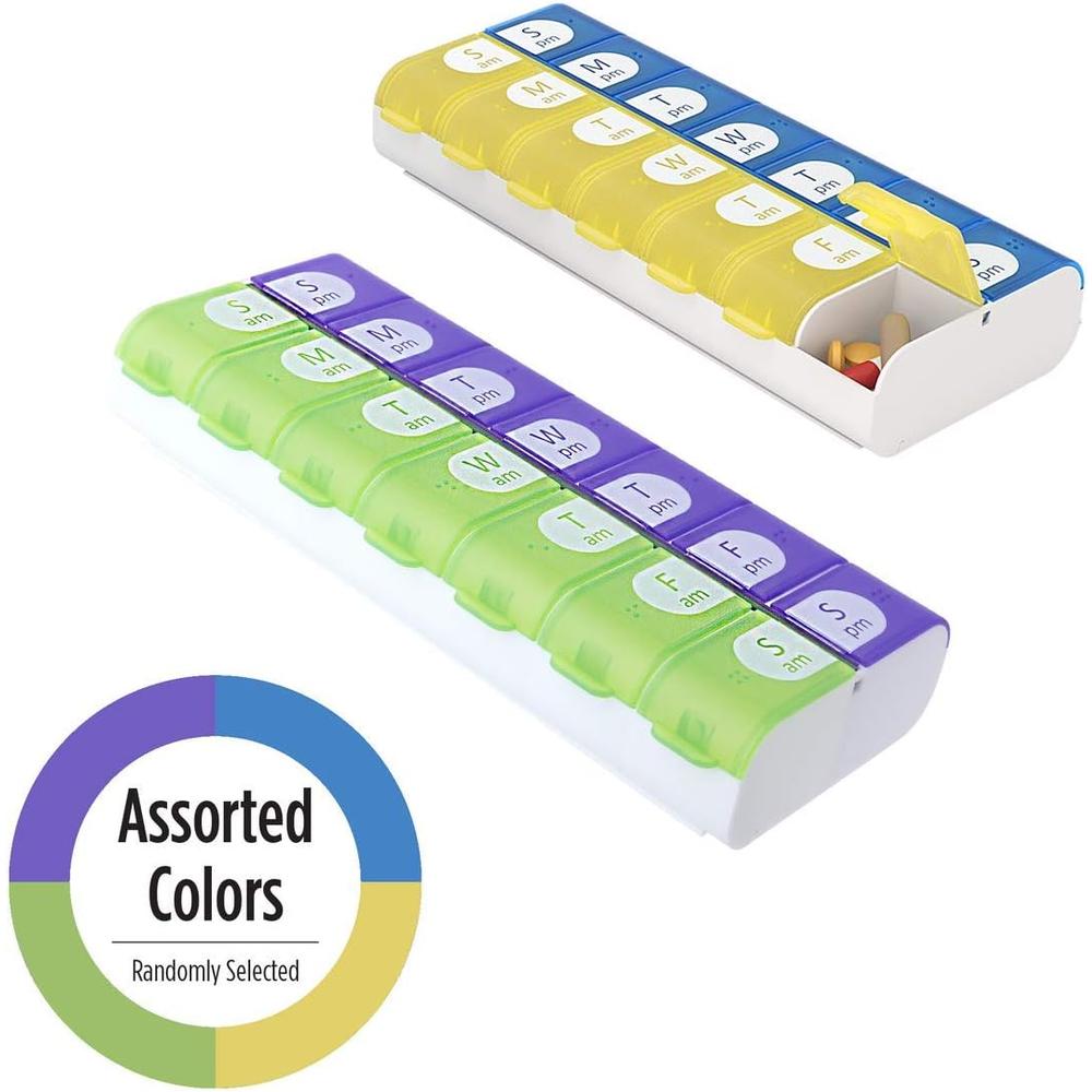 ezy dose AM and PM Dual Compartment Pill Organizer and Medication Planner - Assorted Colors-025715677057-LR-309975-7-LR eShop