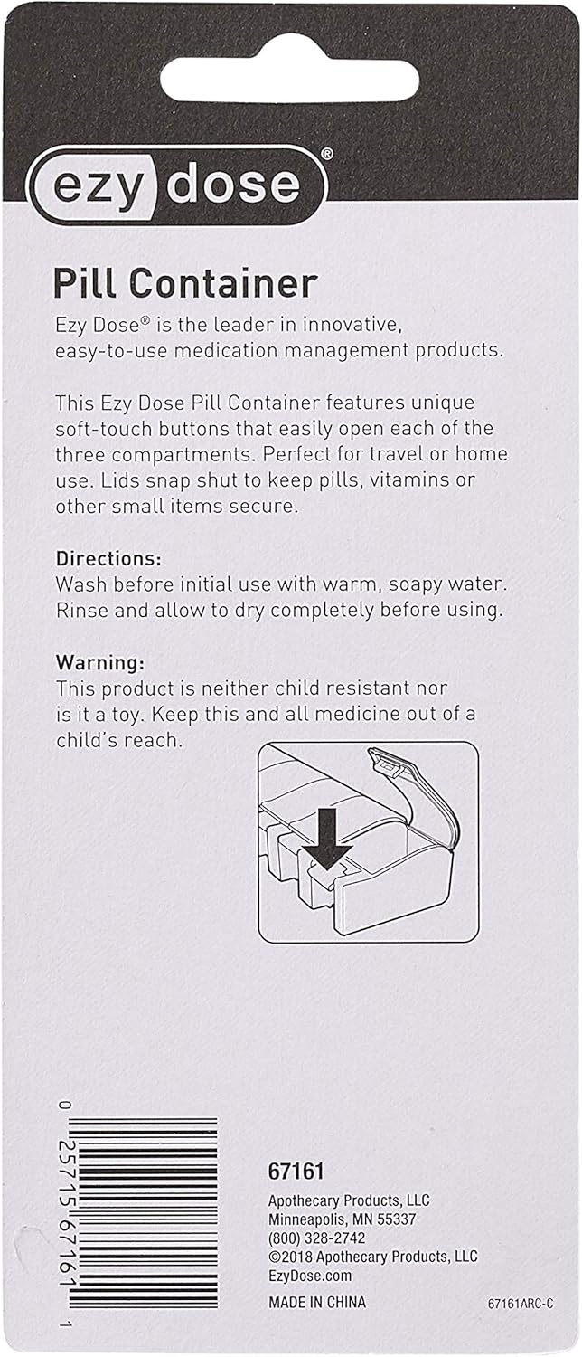 ezy dose Soft Touch 3 Compartment Pill Case - Assorted Colors-025715671611-LR-307569-5-LR eShop