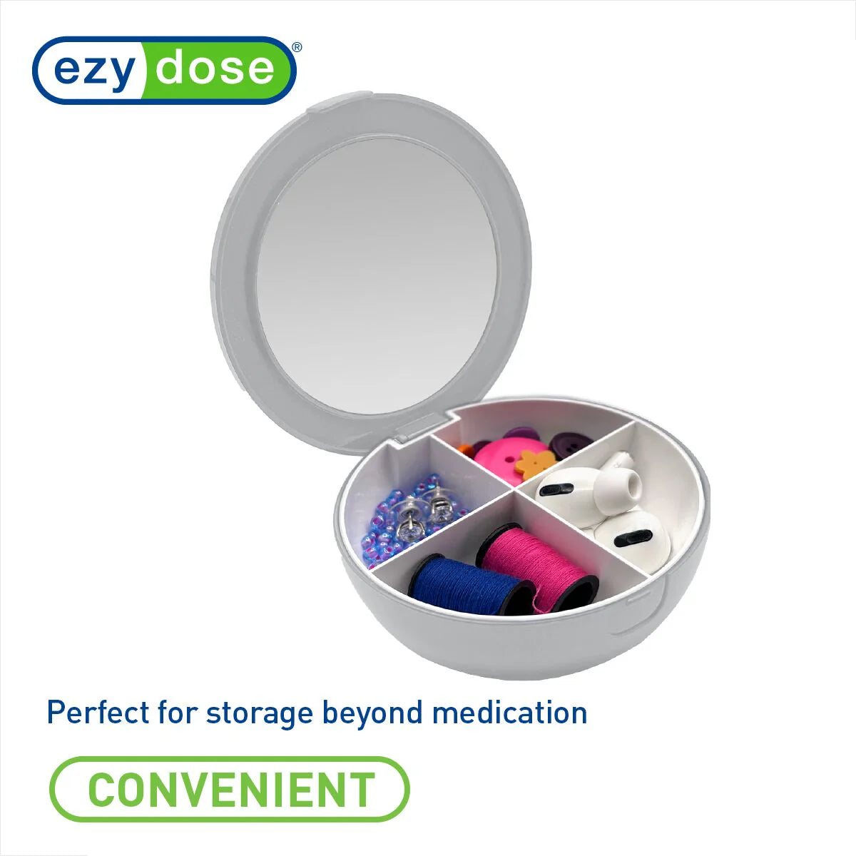 Ezy Dose Travel Pill Organizer with Mirror, Assorted-025715016825-LR-359264-4-LR eShop