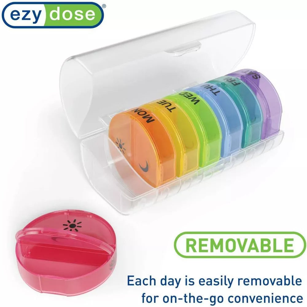 ezy dose Weekly 7 Day Pill Organizer XL Removable Rainbow Lids Medication Planner - Assorted Rainbow Colors-025715012346-LR-339065-5-LR eShop