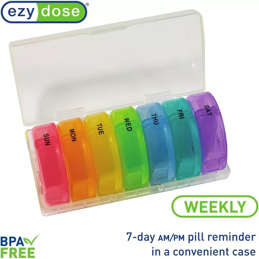ezy dose Weekly 7 Day Pill Organizer XL Removable Rainbow Lids Medication Planner - Assorted Rainbow Colors-025715012346-LR-339065-6-LR eShop