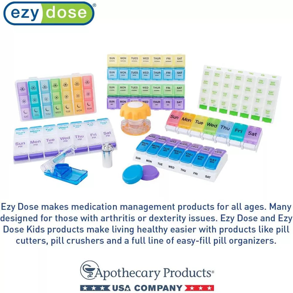 ezy dose Weekly 7 Day Pill Organizer XL Removable Rainbow Lids Medication Planner - Assorted Rainbow Colors-025715012346-LR-339065-9-LR eShop