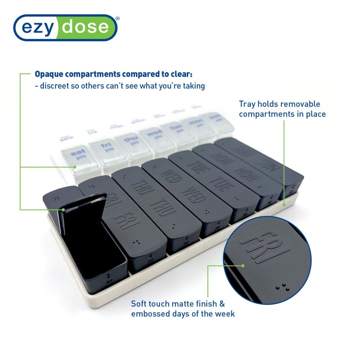 ezy dose Weekly AM/PM Matte Embossed Pill Organizer - Assorted-025715016160-LR-363561-5-LR eShop