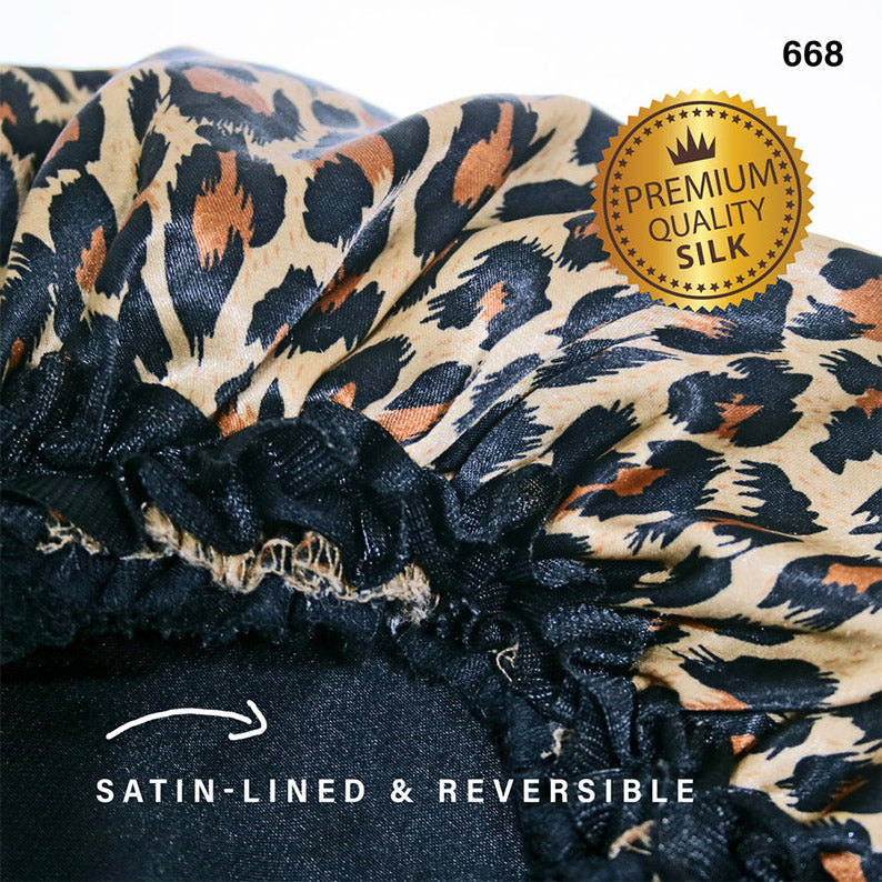 Firstline Evolve Luxe Satin Reversible Bonnet - Black and Cheetah-761809006685-LR-339810-5-LR eShop