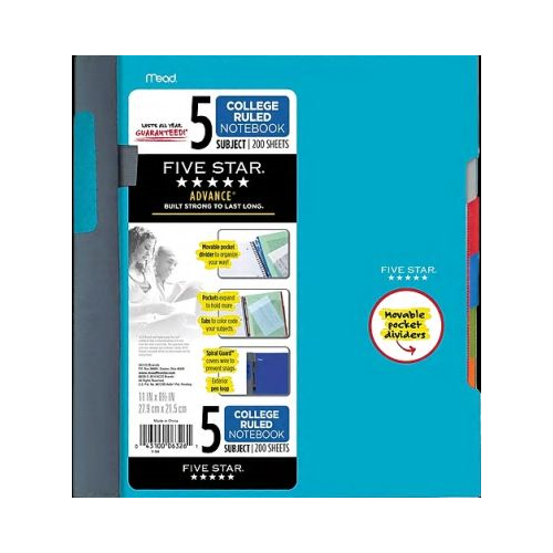 Five Star Advance Wirebound Notebook, 5 Subject-043100063261-LR-324381-1-LR eShop