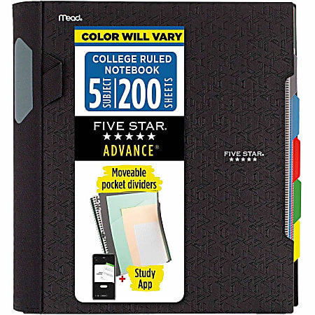 Five Star College Ruled Advance Wirebound Notebook - Assorted Colors, 5 Subject-043100063261-LR-324381-1-LR eShop