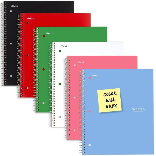 FIVE STAR College Ruled Spiral Notebook - Assorted Colors, 3 Subject-043100062103-LR-62968-2-LR eShop