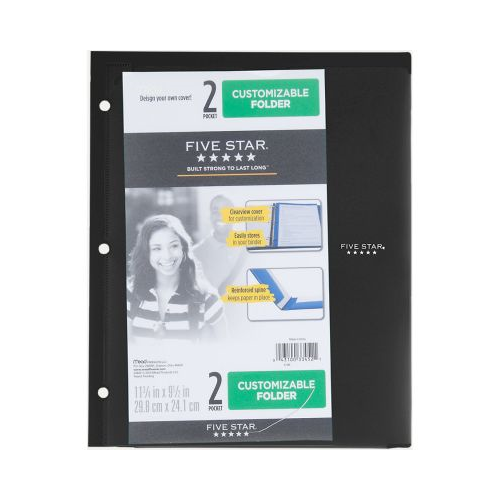 Five Star Customizable Plastic Folder, Assorted Colors-043100334521-LR-325901-1-LR eShop