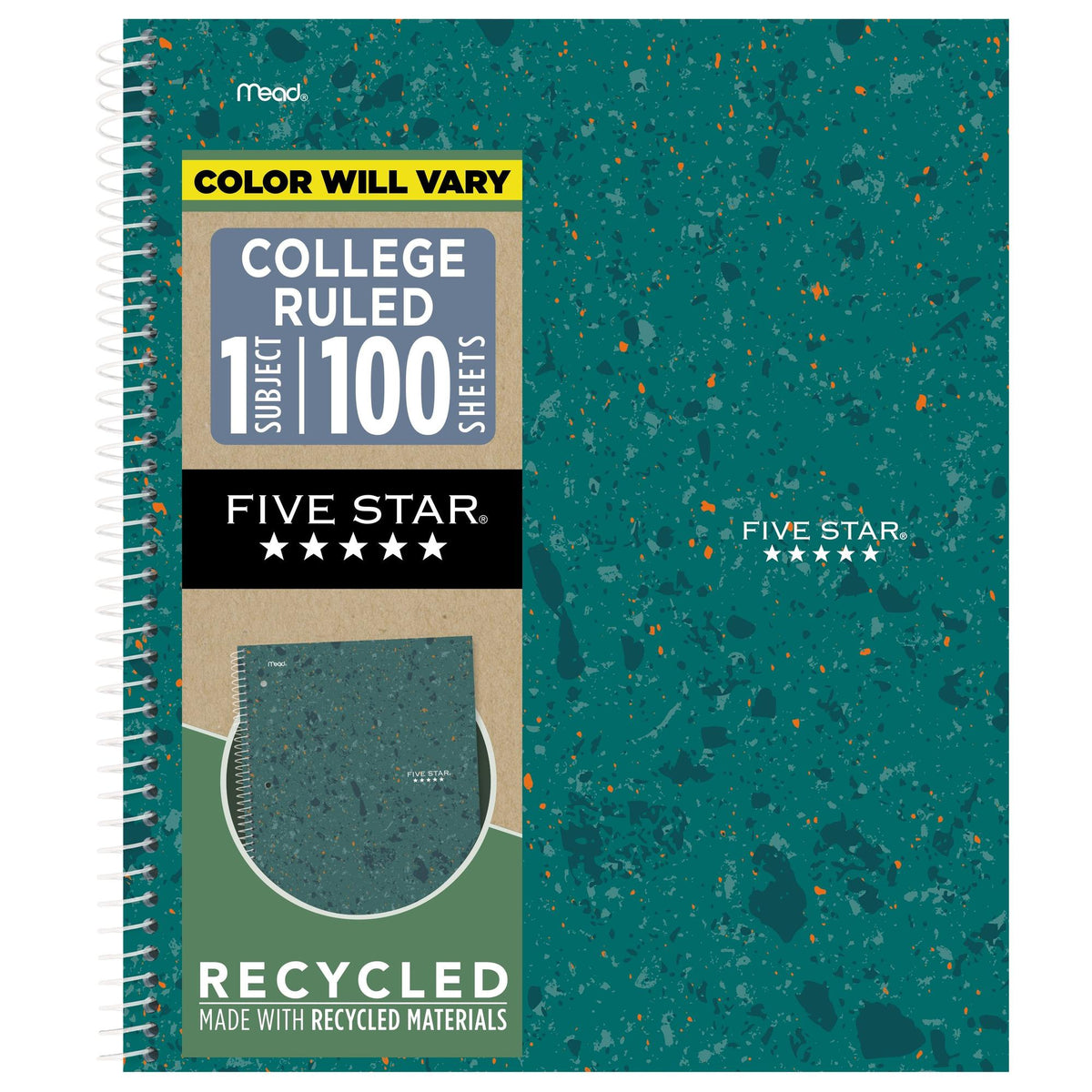 Five Star Recycled Notebook Plus Study App, 1 Subject, College Ruled, 8 1/2" x 11"-071723149567-LR-363502-1-LR eShop