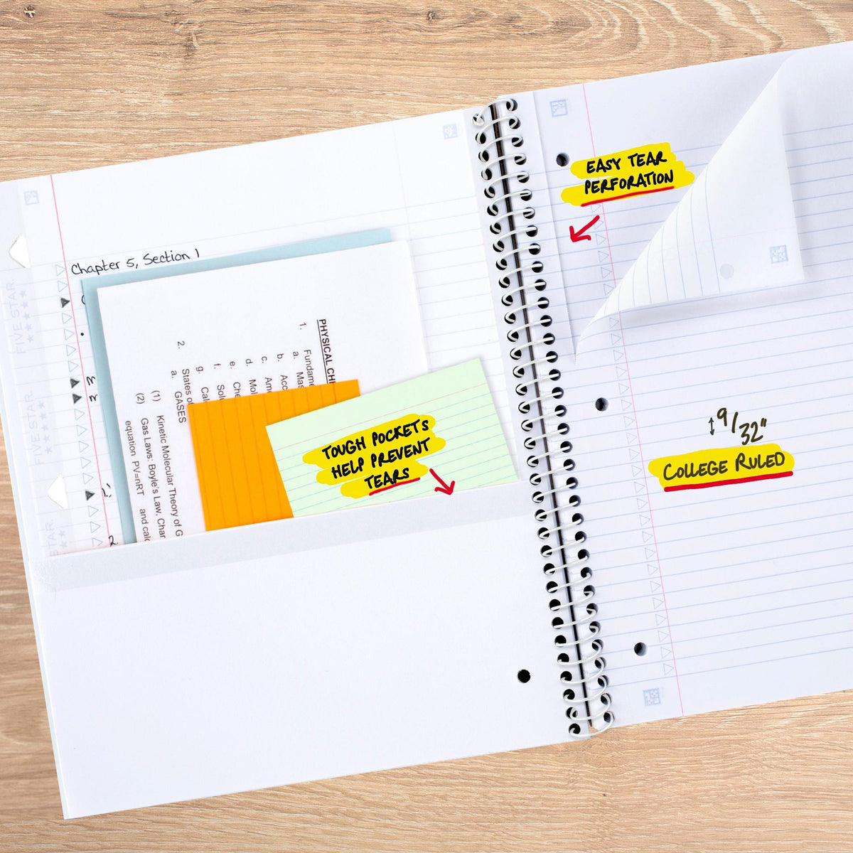 Five Star Recycled Notebook Plus Study App, 1 Subject, College Ruled, 8 1/2" x 11"-071723149567-LR-363502-2-LR eShop