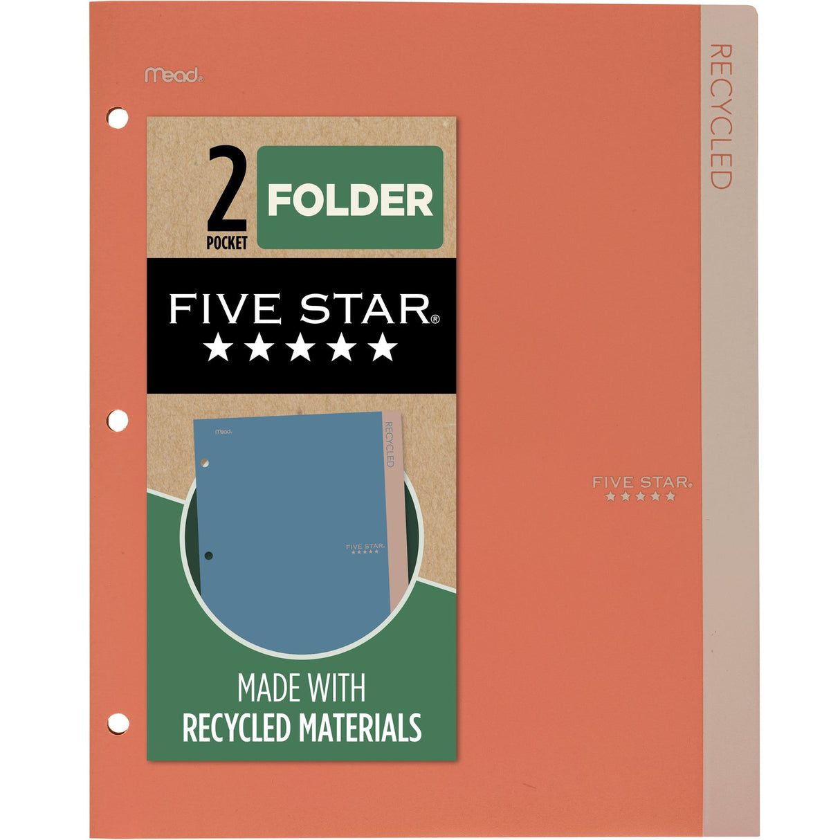 Five Star Recycled Pocket Folder - 2 pack, Assorted-071723079024-LR-346443-4-LR eShop