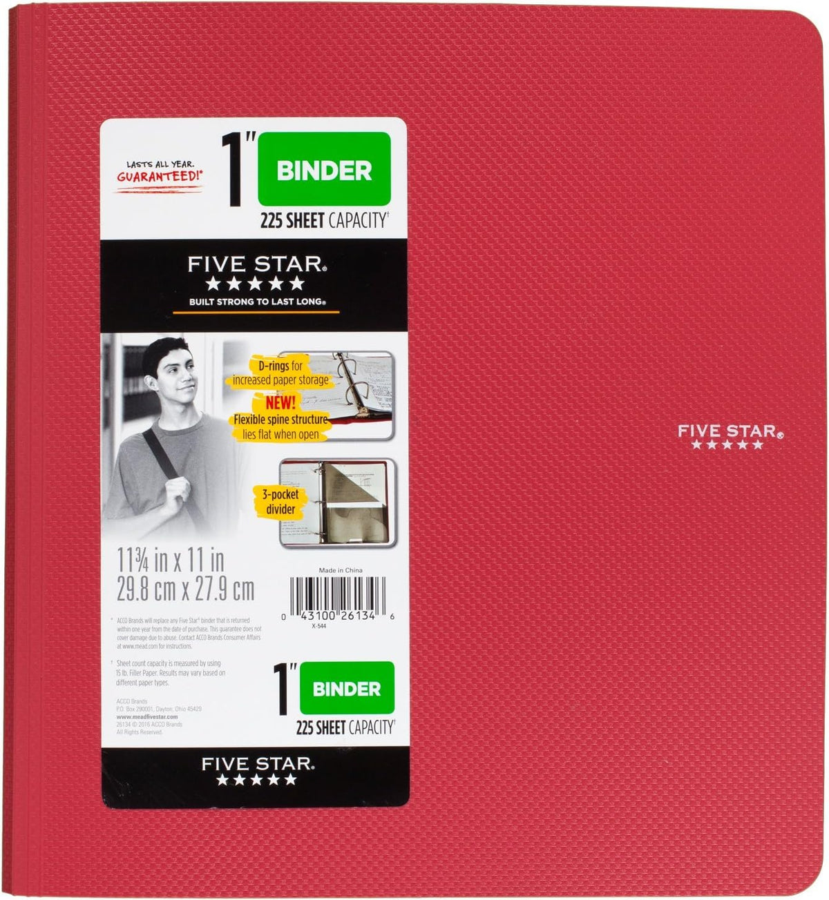 FIVE STAR Three Ring Plastic Binder - Assorted Colors, 1"-043100261346-LR-324386-1-LR eShop