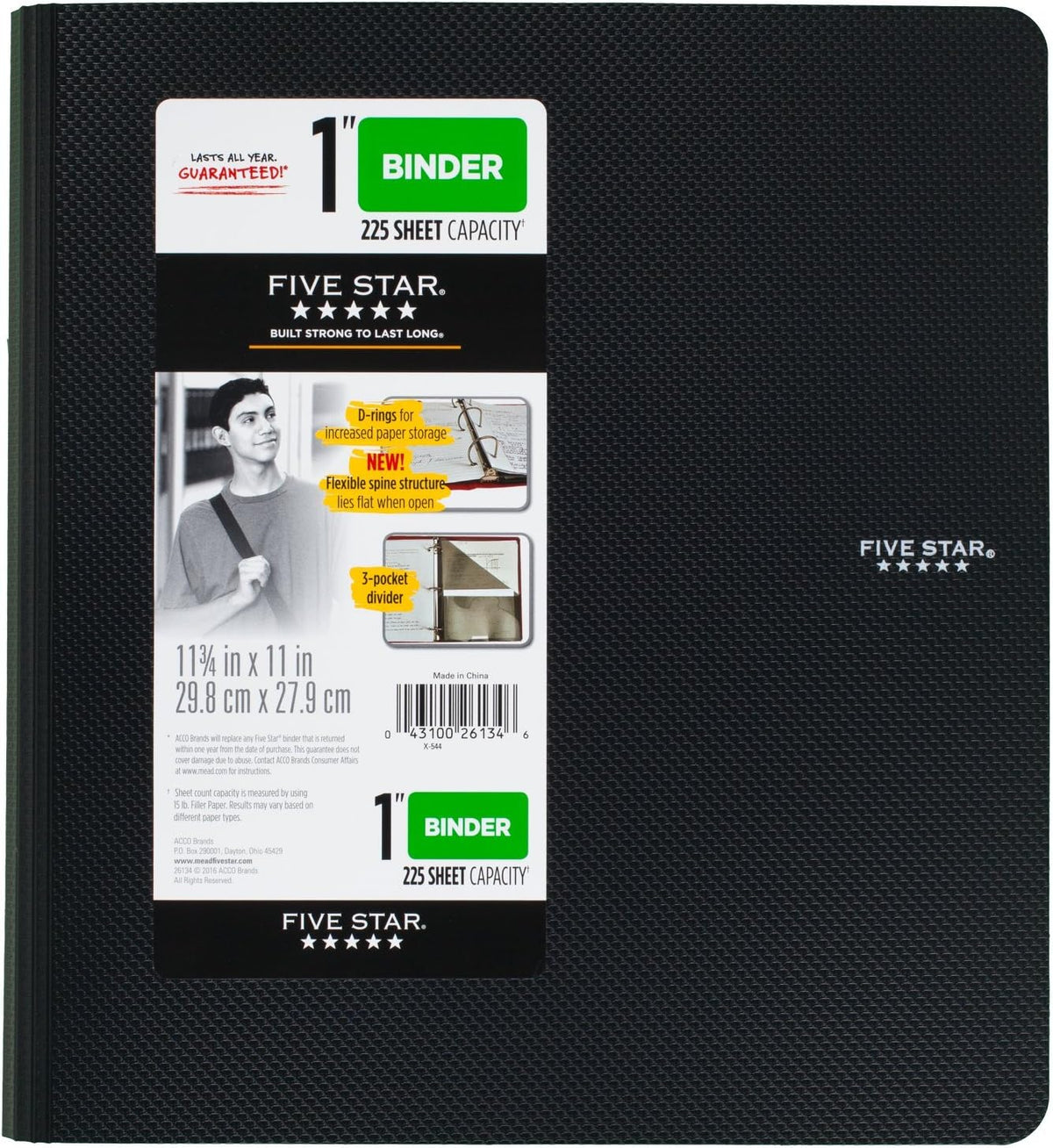 FIVE STAR Three Ring Plastic Binder - Assorted Colors, 1"-043100261346-LR-324386-3-LR eShop